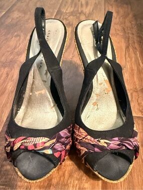 Wedge Espadrille Sandals - Black